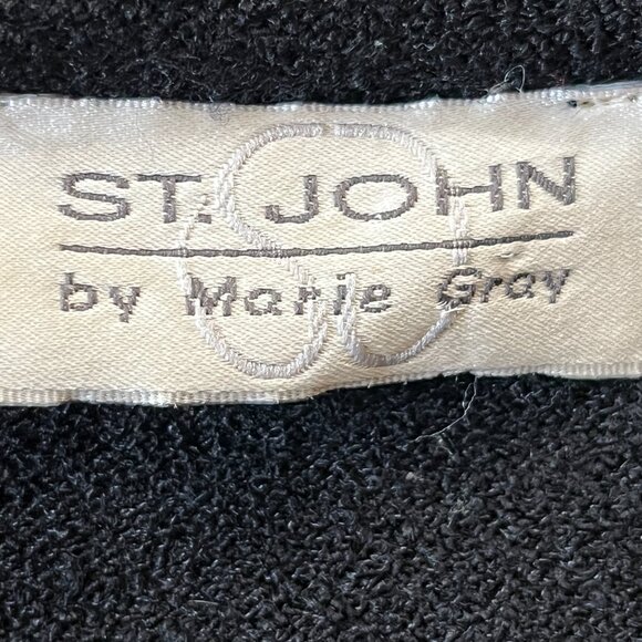 VINTAGE ST. JOHN BLACK KNIT COAT - POCKETS &  BALLOON SLEEVES MADE IN USA EUC 16 - Picture 15 of 16